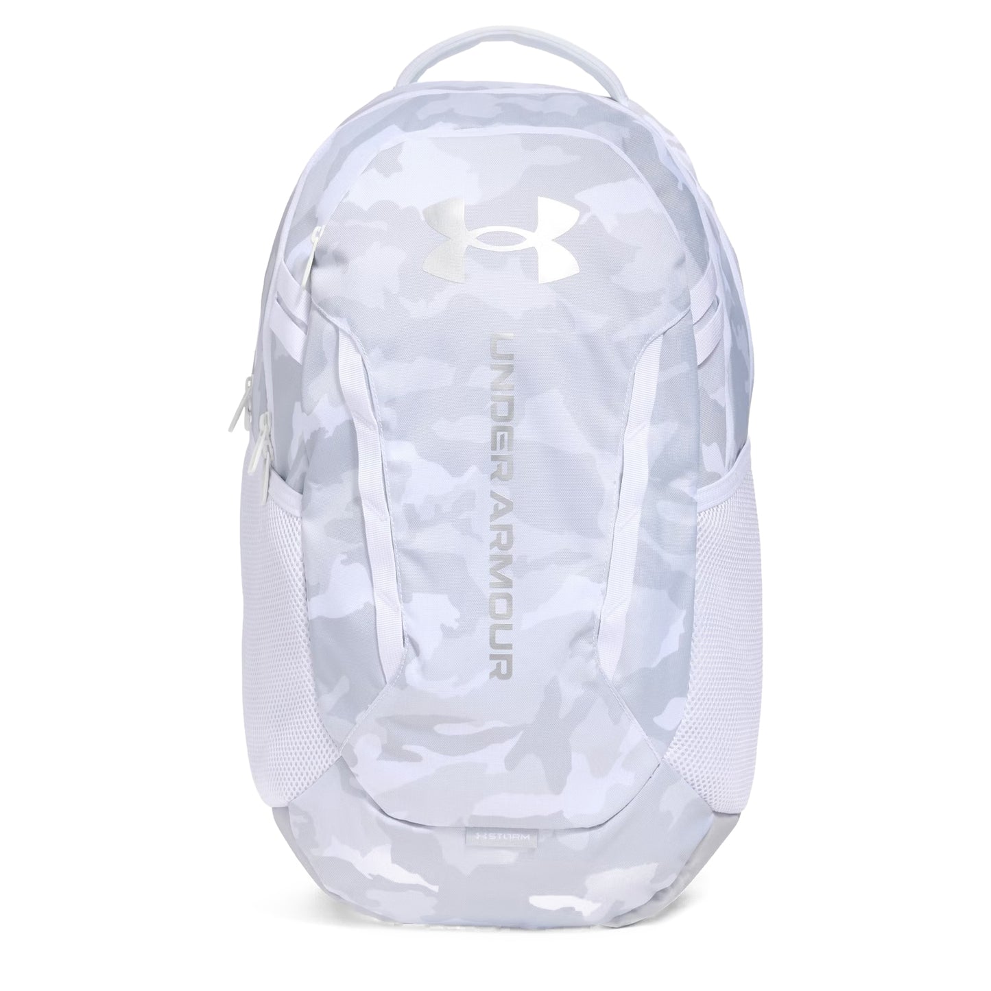 White backpack with Under Armour logo on a white background
