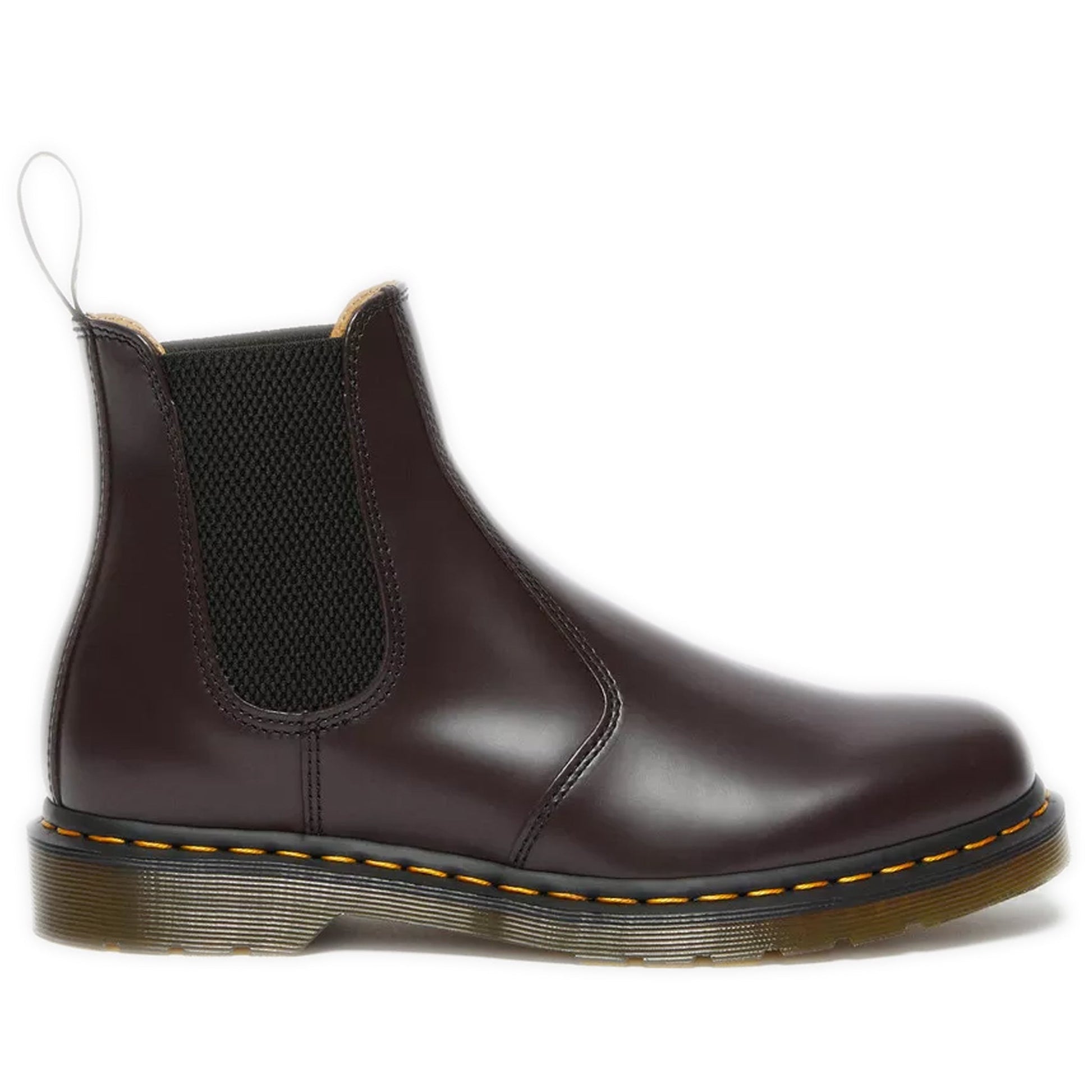 Dr. Martens 2976 Yellow Stitch Smooth Leather Chelsea Boots - Burgundy Smooth