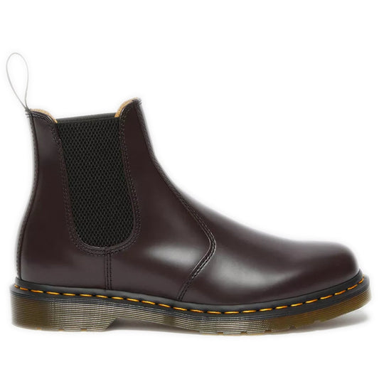 Dr. Martens 2976 Yellow Stitch Smooth Leather Chelsea Boots - Burgundy Smooth