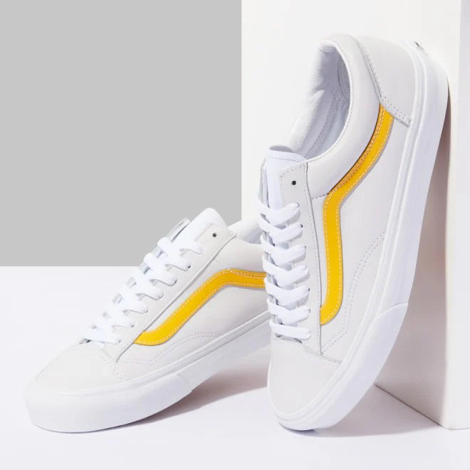 Men's Vans Style 36 Leather Pop - Spectra Yellow/True White