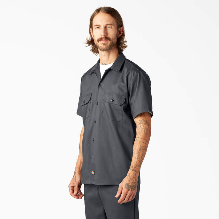 Men's Dickies Slim Fit FLEX Twill Work Shirt - Charcoal