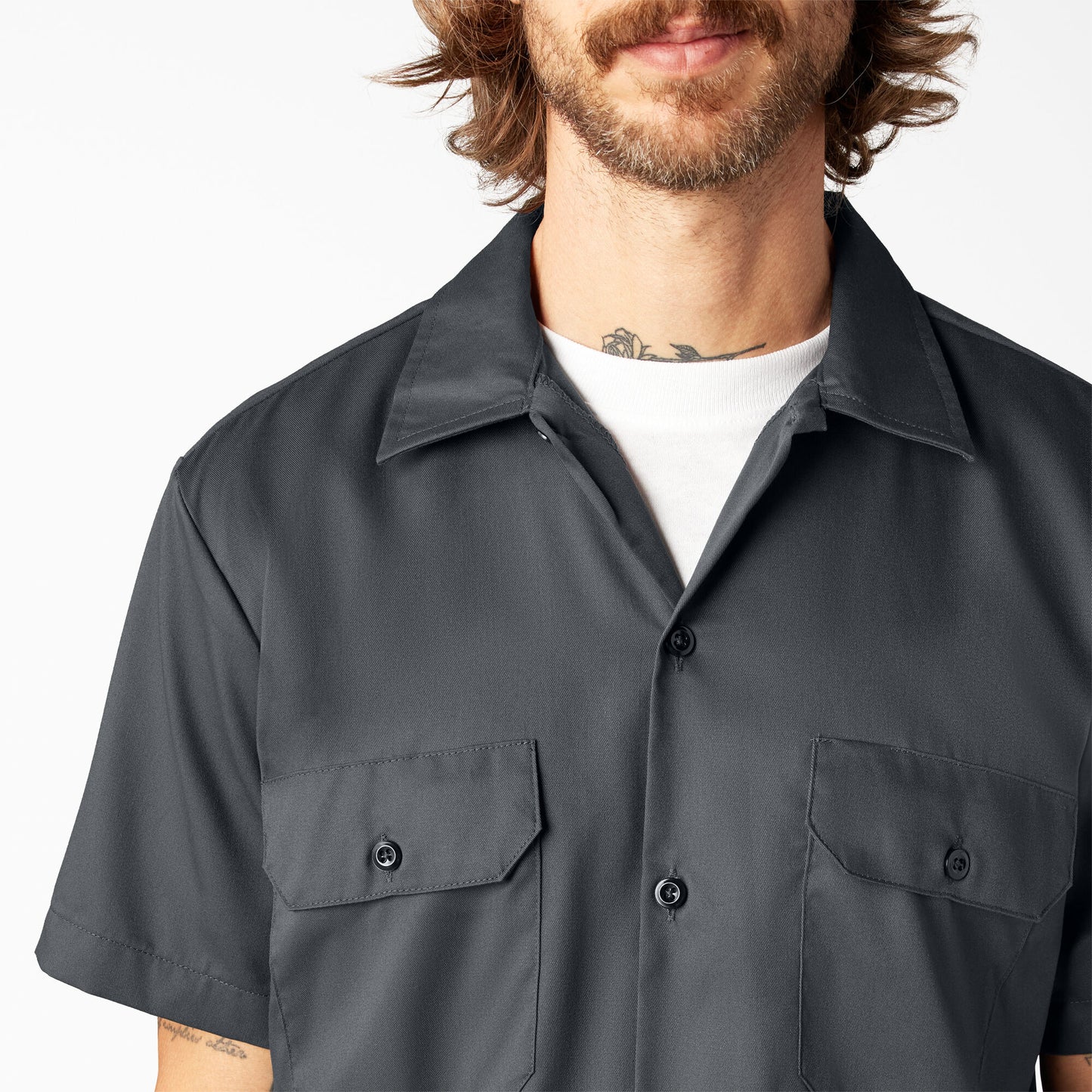Men's Dickies Slim Fit FLEX Twill Work Shirt - Charcoal