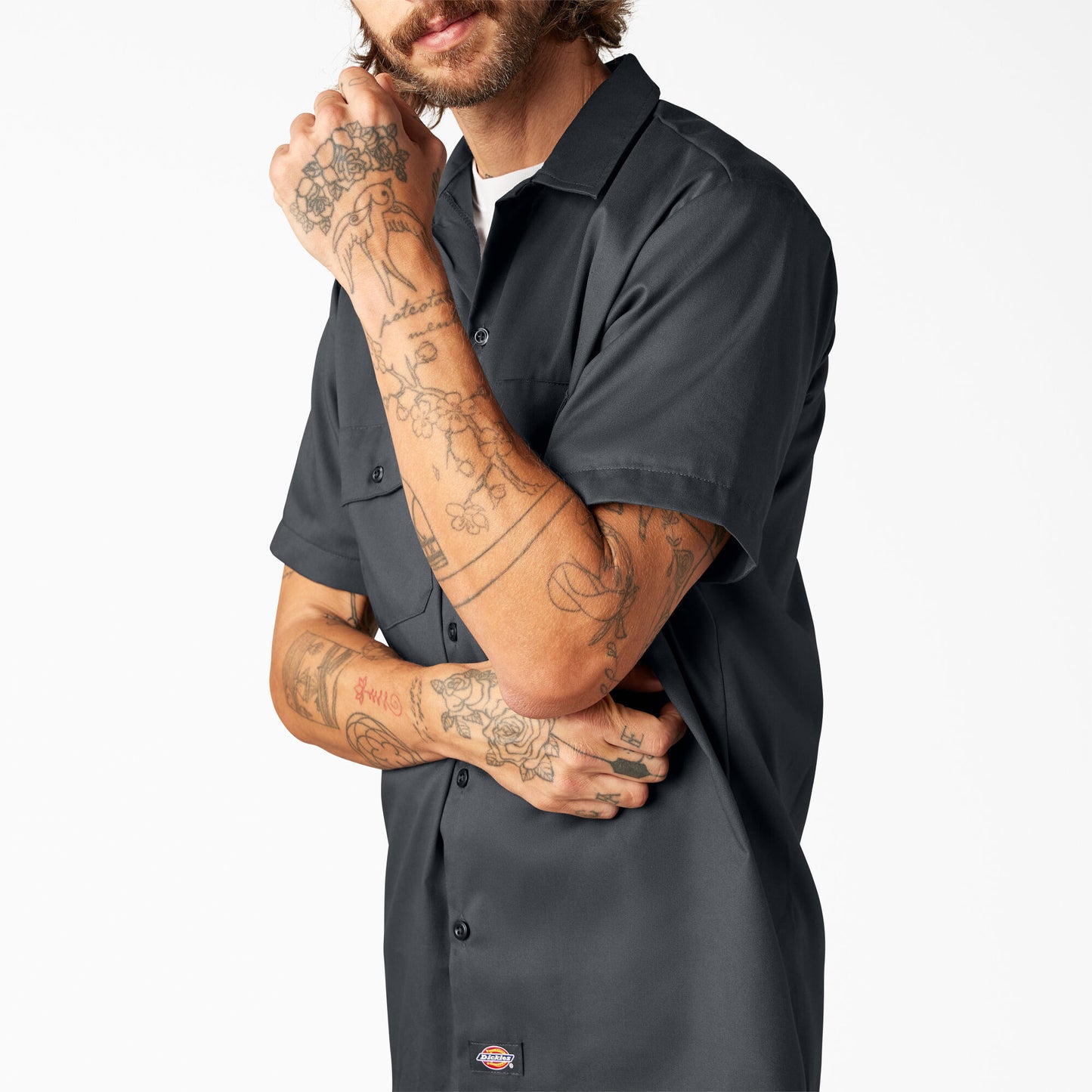 Men's Dickies Slim Fit FLEX Twill Work Shirt - Charcoal