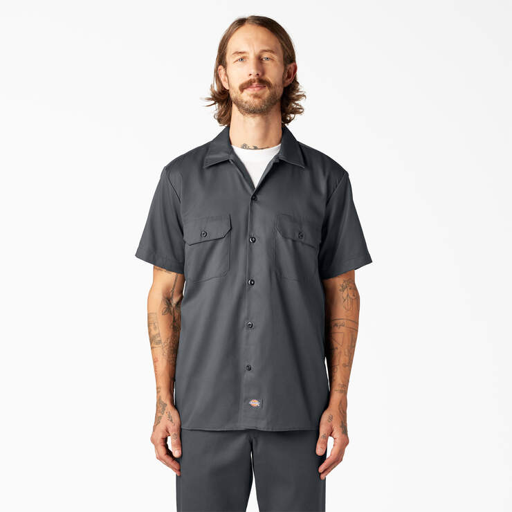 Men's Dickies Slim Fit FLEX Twill Work Shirt - Charcoal