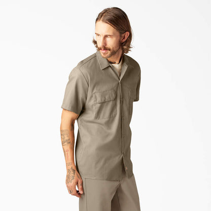 Men's Dickies Slim Fit FLEX Twill Work Shirt - Desert Sand