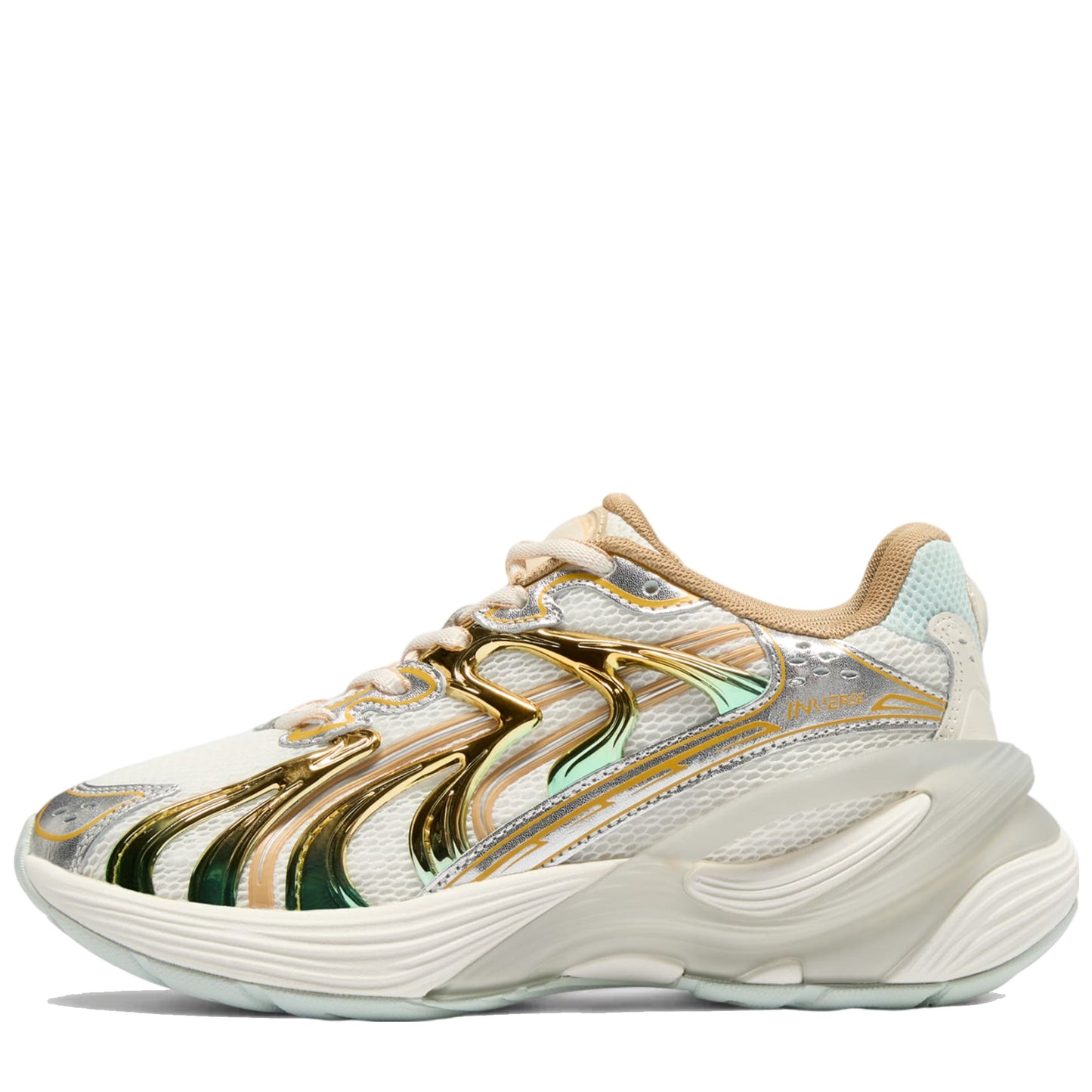 Women's Puma Inverse Shimmer - Warm White/Archive Gold Alt Side