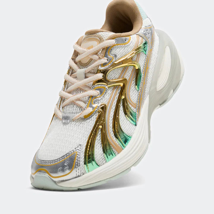 Women's Puma Inverse Shimmer - Warm White/Archive Gold Front Detail