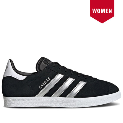 Women's Adidas Gazelle - Black/Silver Metallic/White