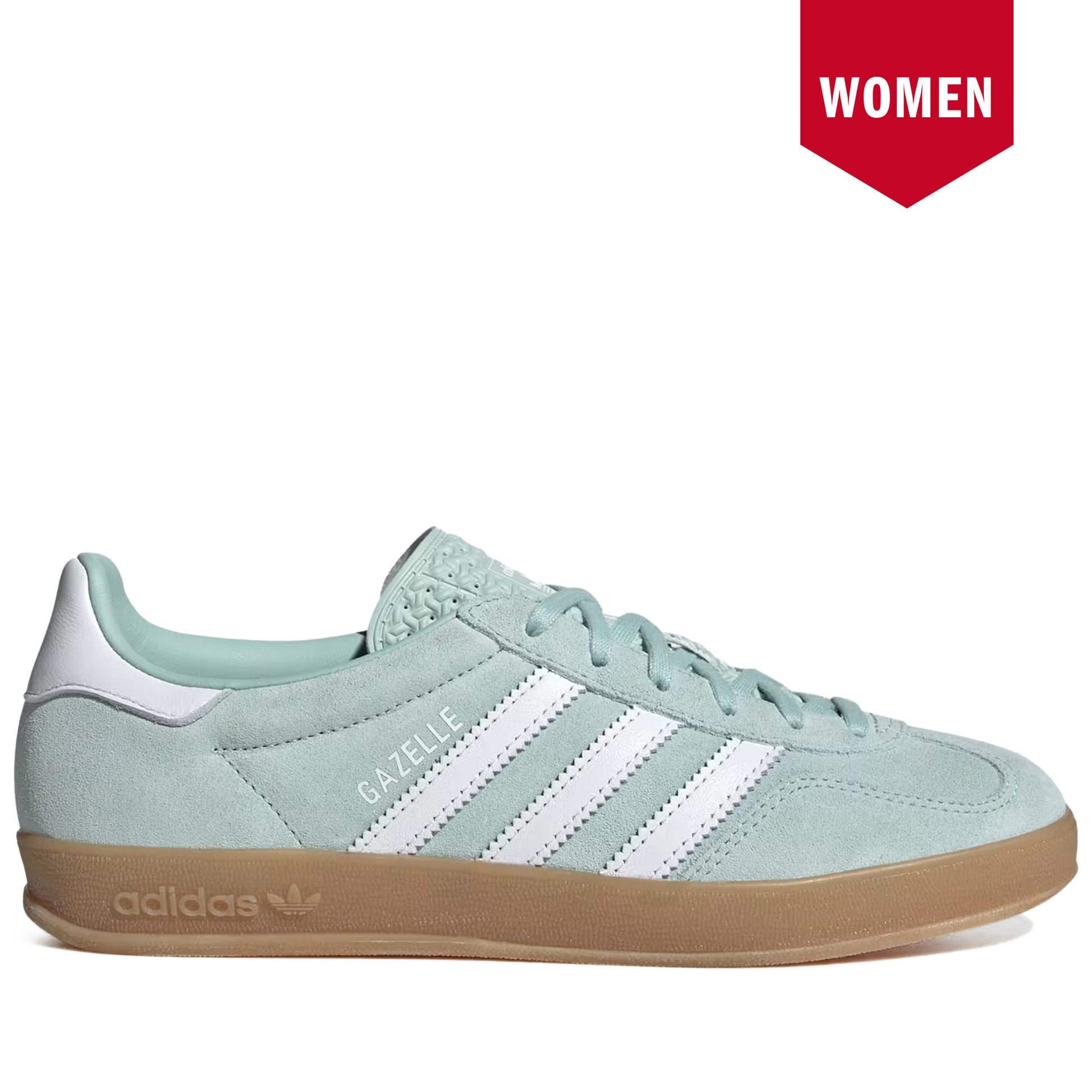 Women's Adidas Gazelle Indoor Shoes - Ash Green/Cloud White/Gum - 10 Women's Adidas Gazelle Indoor Shoes - Ash Green/Cloud White/Gum - 10