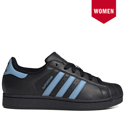 Women's Adidas Superstar II Core Black Ash Blue Core Black