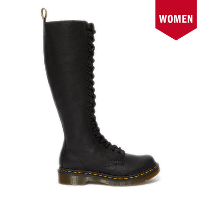 Women's Dr. Martens1B60 Virginia Leather Knee High Boots - Black Virginia
