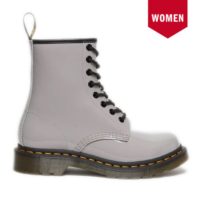 Women's Dr. Martens 1460 Patent Leather Lace Up Boots - Grey Lucido/ Patent Lamper