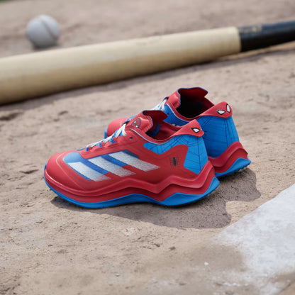 Grade School Adidas Marvel Spider-Man Adizero Impact Turf - Vivid Red/Lucid Ray Blue