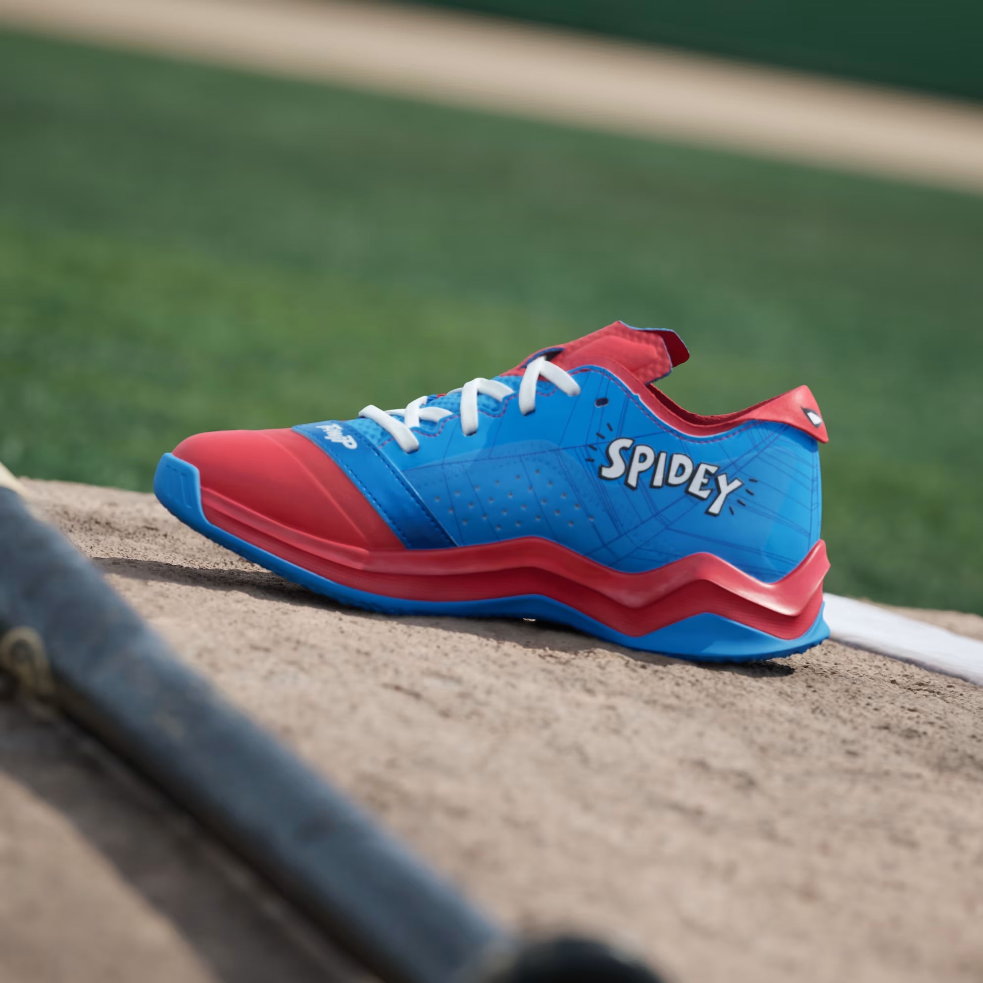 Grade School Adidas Marvel Spider-Man Adizero Impact Turf - Vivid Red/Lucid Ray Blue