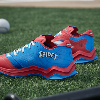 Grade School Adidas Marvel Spider-Man Adizero Impact Turf - Vivid Red/Lucid Ray Blue