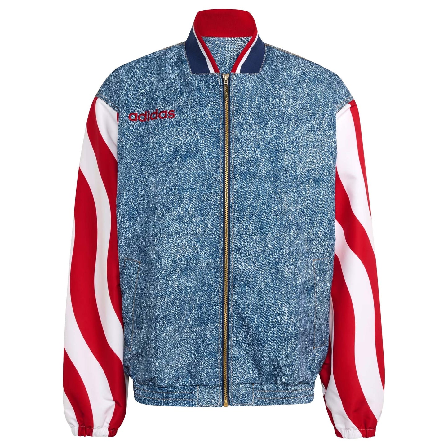 Adidas Denim Graphic Track Top - White/Dark Blue White Dark Blue