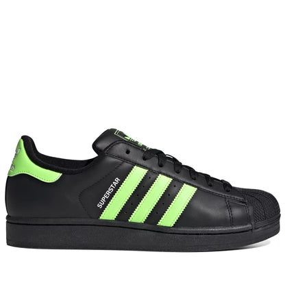 Men's Adidas Superstar II Shoes - Core Black/Signal Green