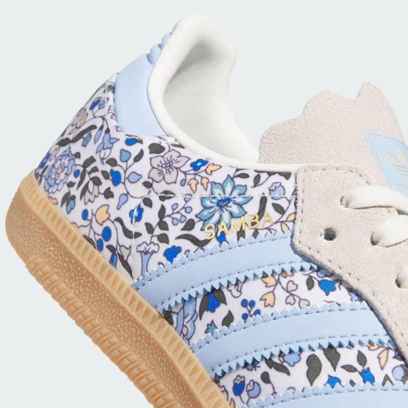 Pre School Adidas Samba OG x Liberty London Shoes - Blue/Off White/Gum