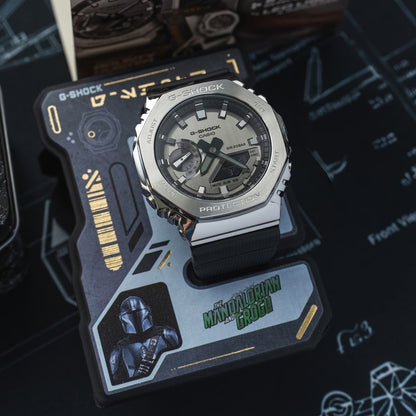G-Shock watch with 'The Mandalorian' design on a dark background