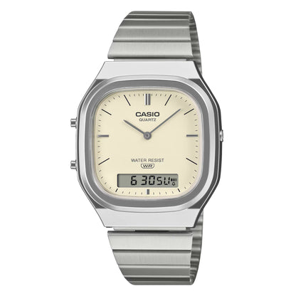 Casio Vintage Analog - Digital - Silver / Cream