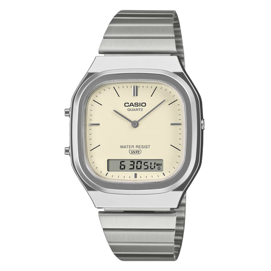 Casio Vintage Analog - Digital - Silver / Cream