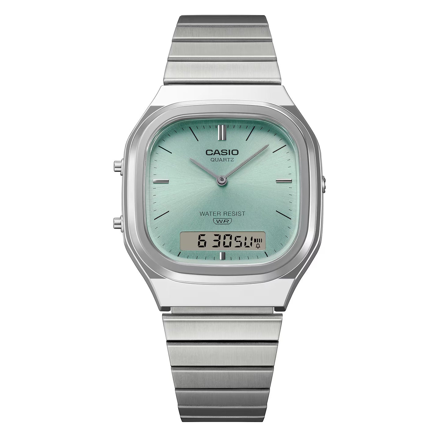 Casio Vintage Analog - Digital  - Silver / Green