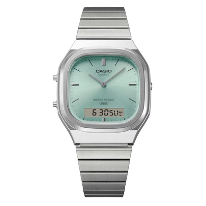 Casio Vintage Analog - Digital  - Silver / Green