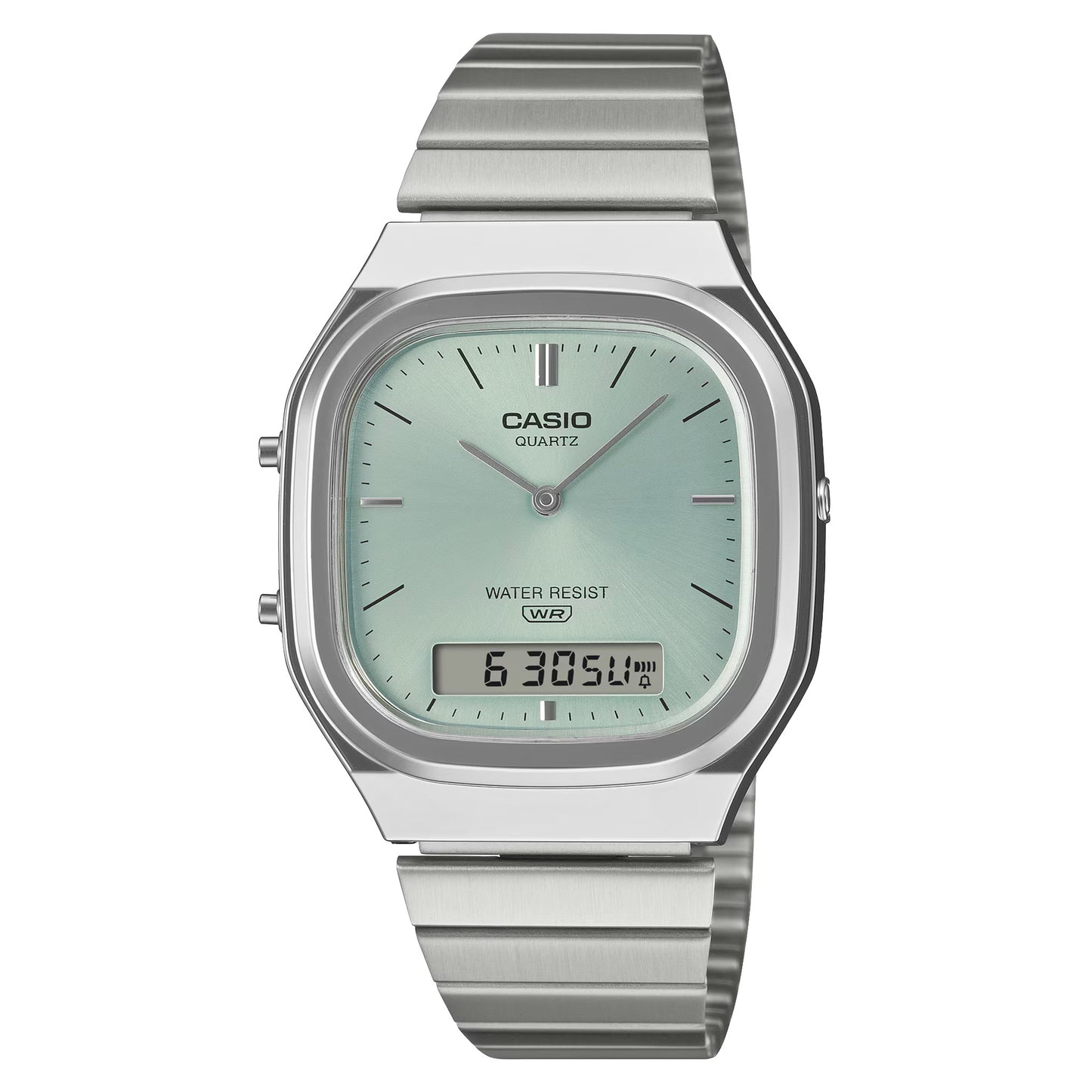 Casio Vintage Analog - Digital  - Silver / Green
