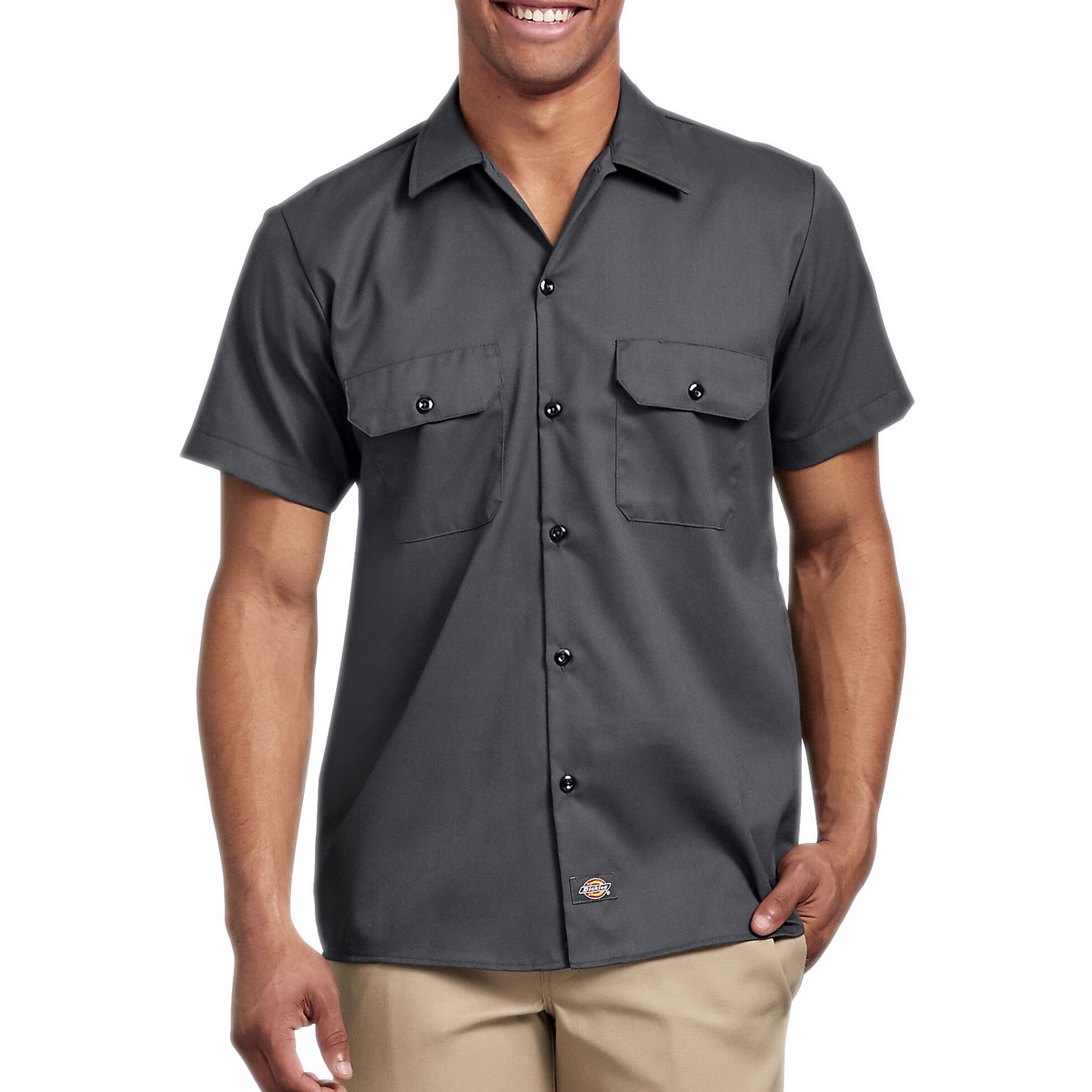 Men's Dickies Men's Slim Fit FLEX Twill Work Shirt - Charcoal