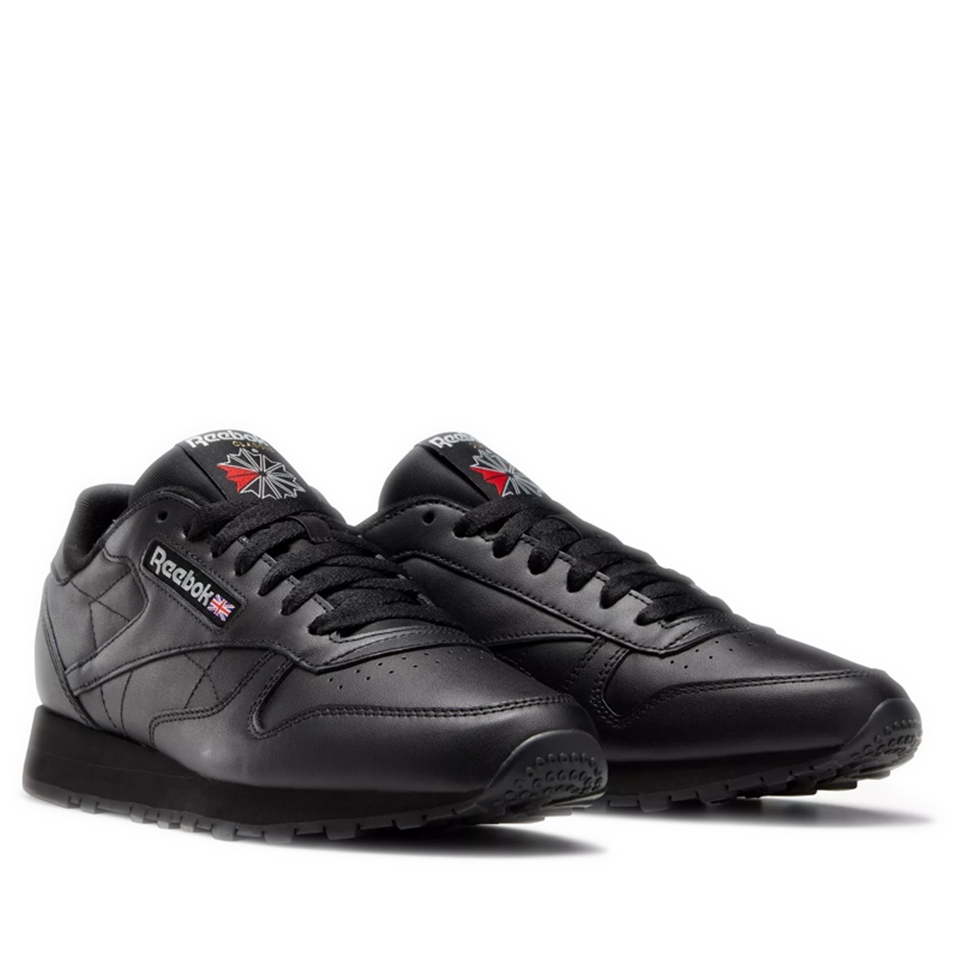 Men s Reebok Classic Leather Shoes Core Black Pure Grey 5