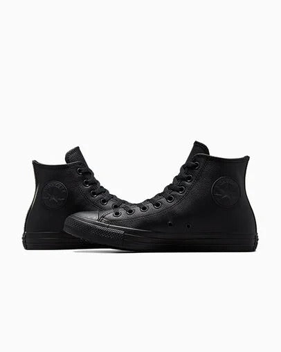 Converse Chuck Taylor All Star Leather High Top GS- Black Monochrome