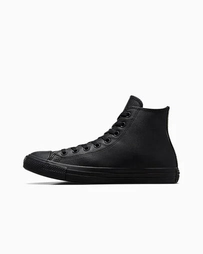 Converse Chuck Taylor All Star Leather High Top GS- Black Monochrome