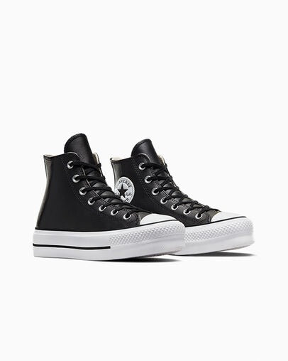 Converse Chuck Taylor All Star EVA Lift Leather Platform GS- Black