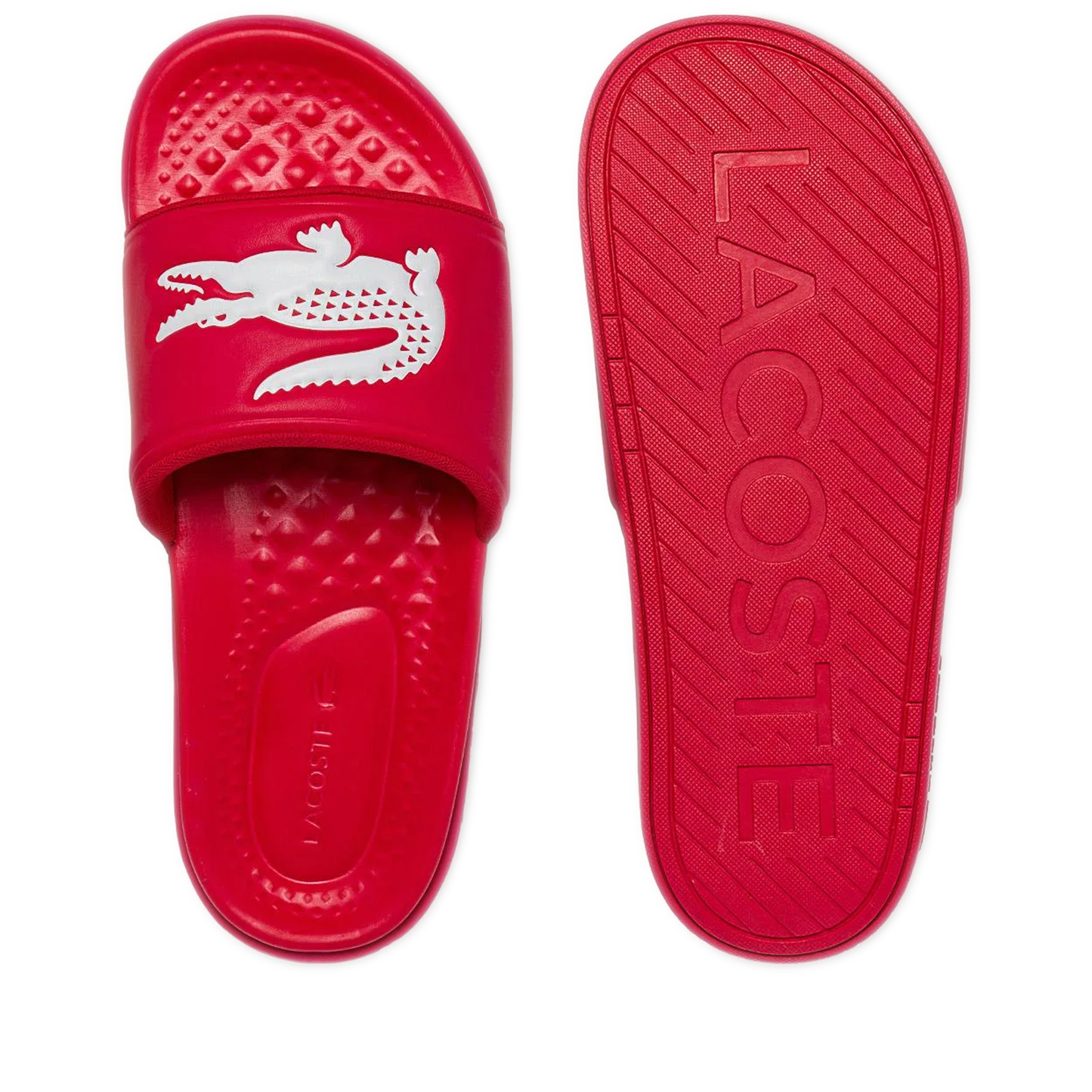 Men's Lacoste Croco Dualiste Slides - Red/ White