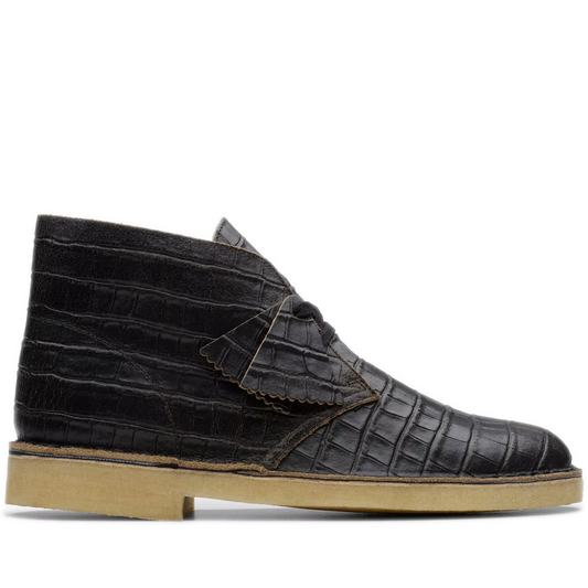 Men's Clarks Desert Boot - Distressed Black Croc