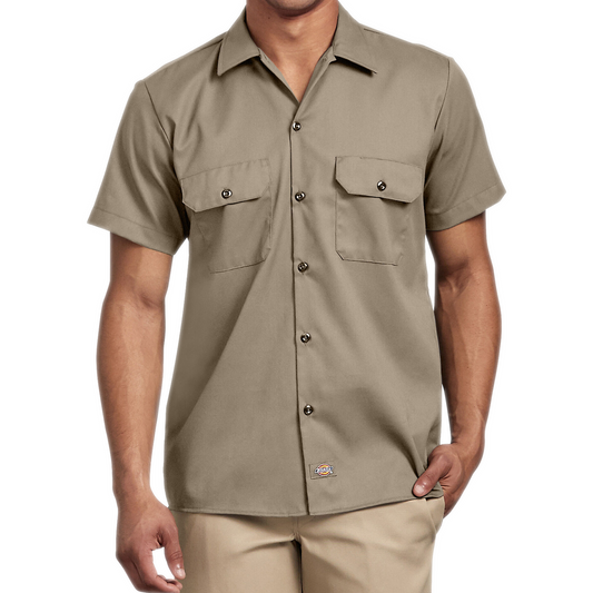 Men's Dickies Men's Slim Fit FLEX Twill Work Shirt - Desert Sand