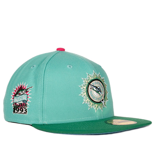New Era Florida Marlins 1993 Inaugural Patch - 59FIFTY Custom Fitted Hat - Sky Blue / Green