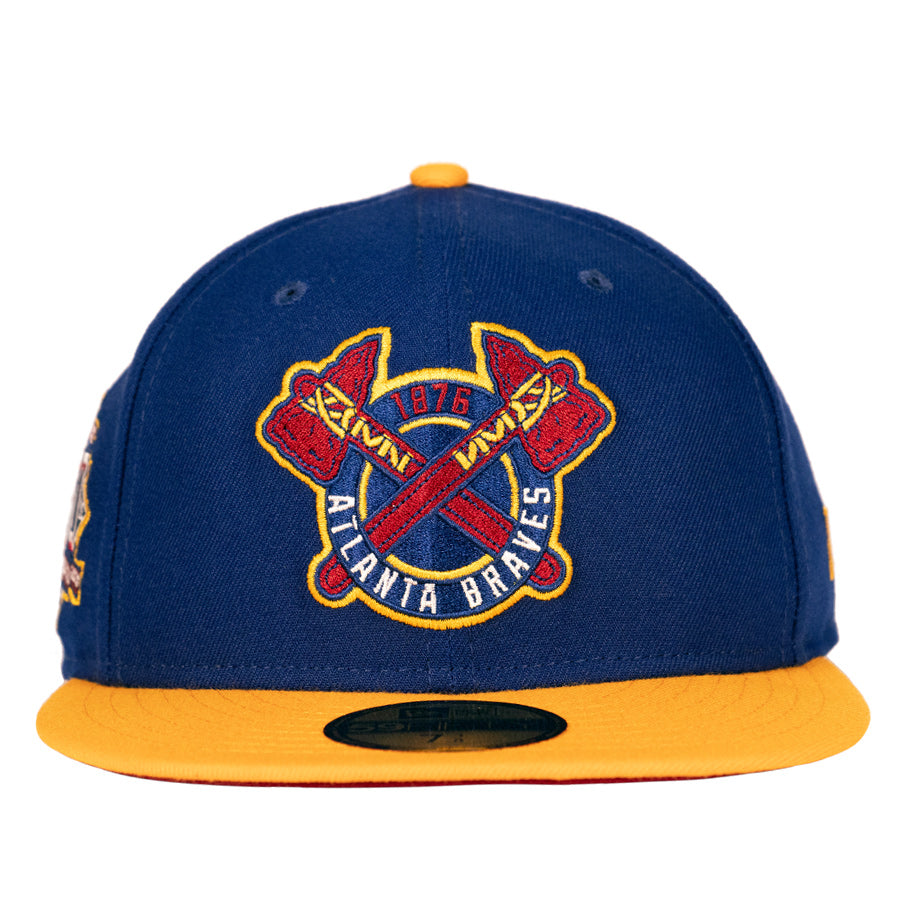 New Era Atlanta Braves - 59FIFTY Custom Fitted Hat - Dark Royal Blue / Yellow 7