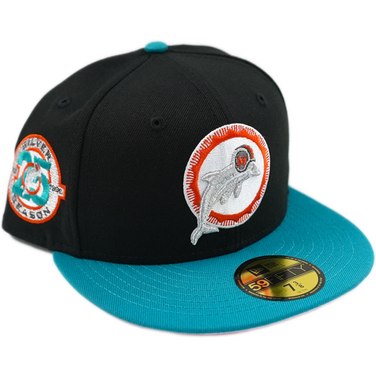 New Era Miami Dolphins 59Fifty Fitted Hat - Black/ Title Wave