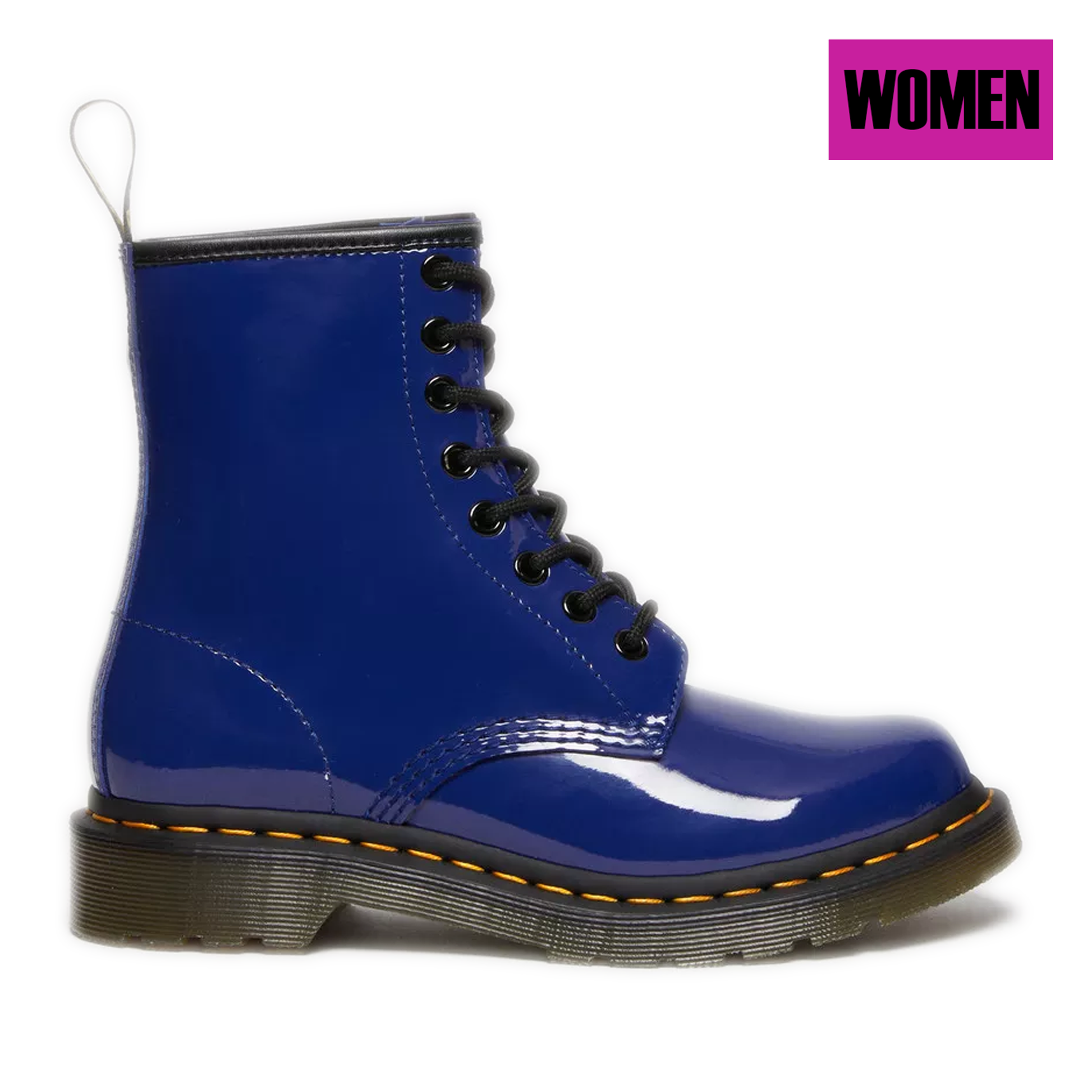 Women's Dr. Martens 1460 Patent Leather Lace Up Boots - Blue Lucido/ Patent Lamper Side