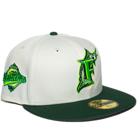 New Era Florida Marlins 59Fifty Fitted Hat - Chrome/ Green