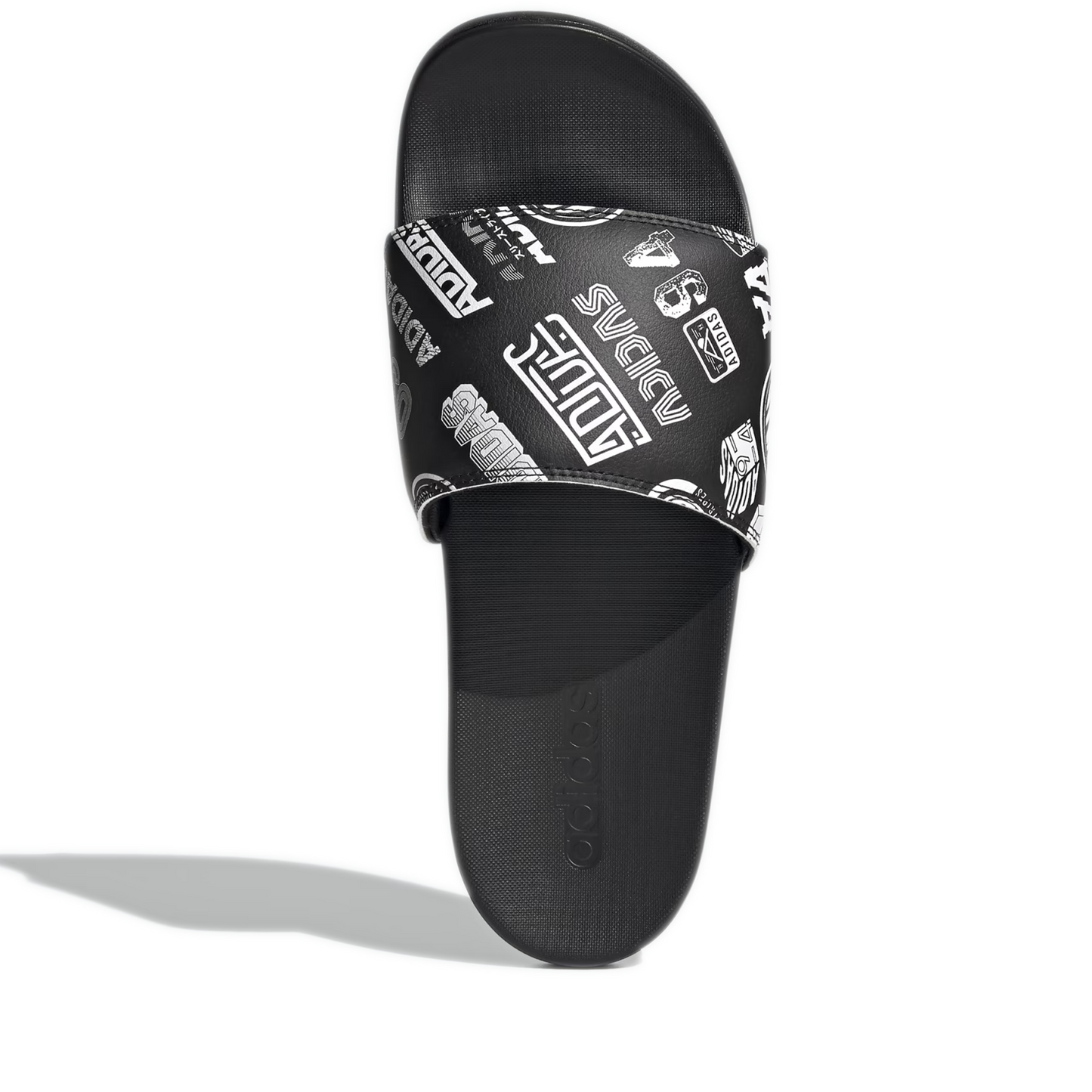 Men's Adidas Adilette Comfort Slides - Black/ White