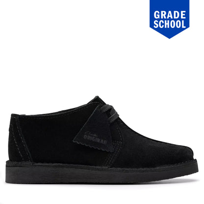 Grade School Clarks Desert Trek - Black Suede Black Suede