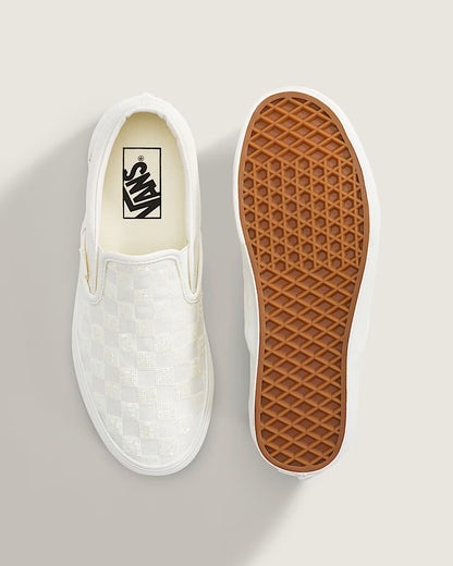 Vans Classic Slip-On Checkerboard Beaded GS - True White