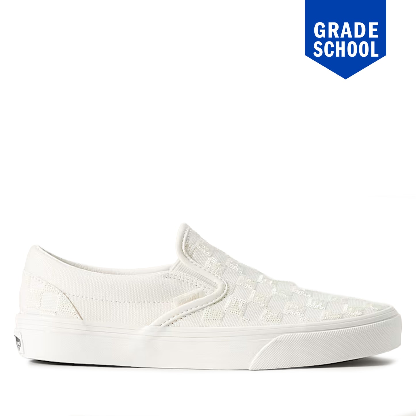 Vans Classic Slip-On Checkerboard Beaded GS - True White