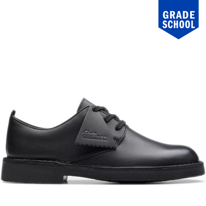 Grade School Clarks Desert London - Black Leather Black