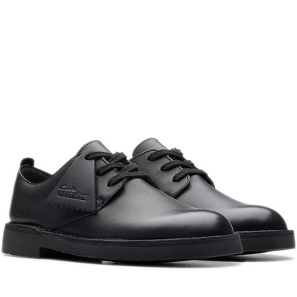 Grade School Clarks Desert London - Black Leather