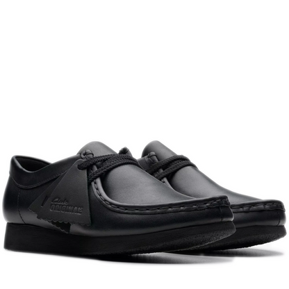 Grade School Clarks Wallabee Older - Black Leather