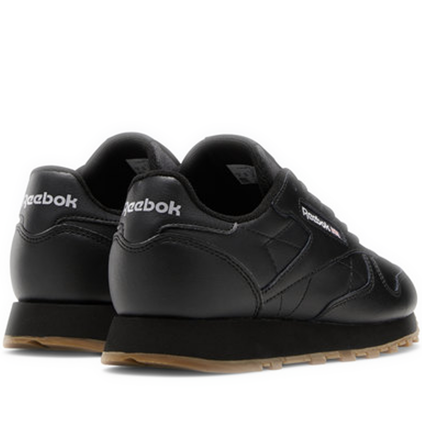 Grade School Reebok Classic Leather Shoes - Core Black / Core Black / Reebok Rubber Gum-02