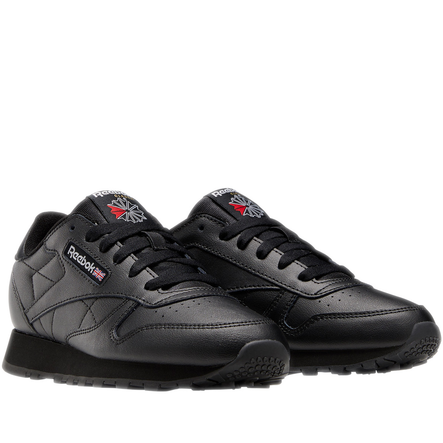 Grade School Reebok Classic Leather Shoes - Core Black / Core Black / Core Black
